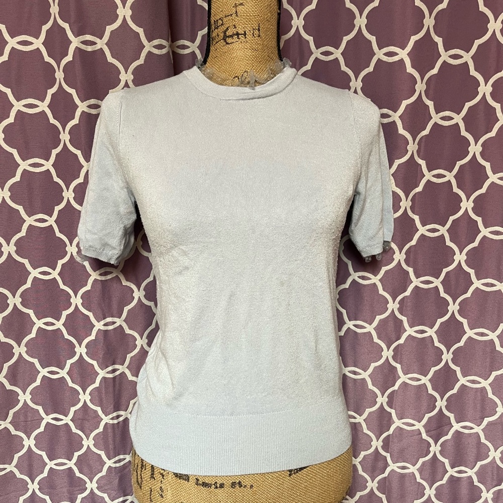 zara light blue ruffle collar top - Picture 2 of 3